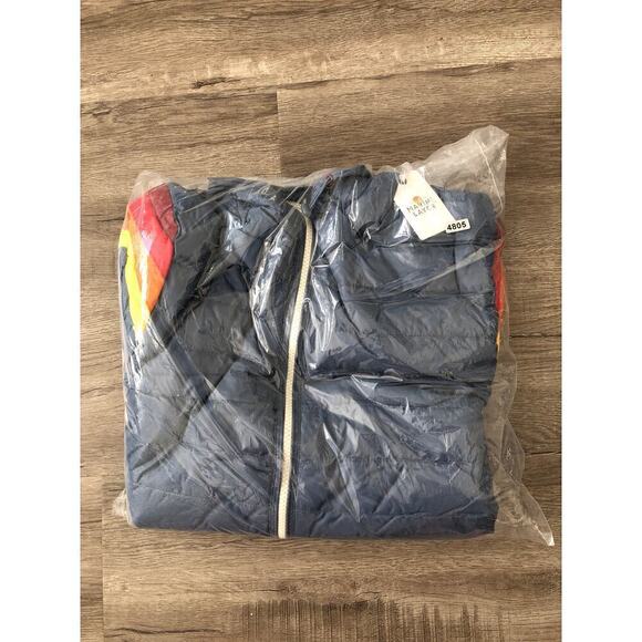 Marine Layer Banks Jacket Hooded Quilted Down Fill Puffer Bering Sea Blue NWT S - Picture 5 of 8